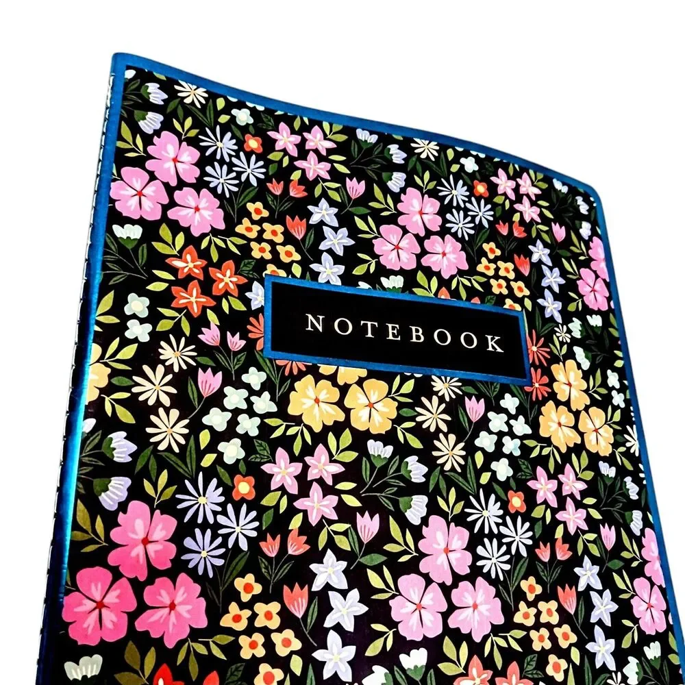 Tropical Notebook Journal FLOWERS Lined Black Soft‎ Cover Cottagecore Stationary